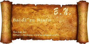 Balázs Nimfa névjegykártya
